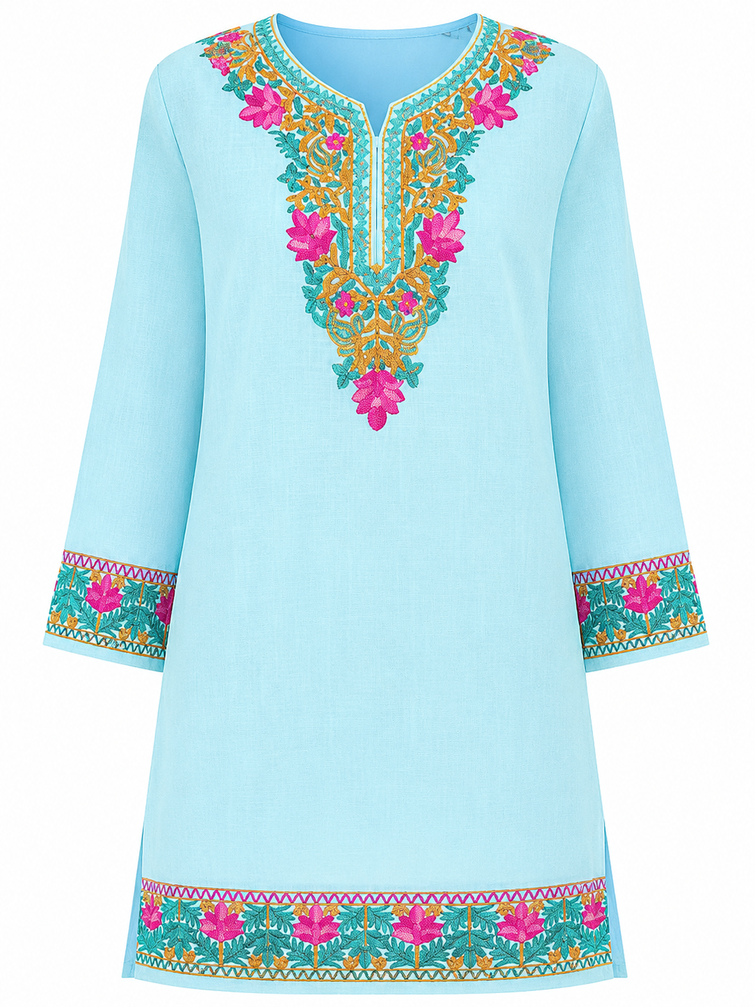 Kashmir Aari cotton Co-Ord Set | Light Turquoise